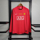 Camisa Manga longa Manchester United 2007/08 - Retrô Masculino - Vermelha