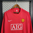 Camisa Manga longa Manchester United 2007/08 - Retrô Masculino - Vermelha